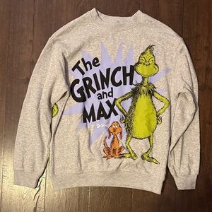 Dr. Seuss Gray Grinch and Max Crewneck Sweater